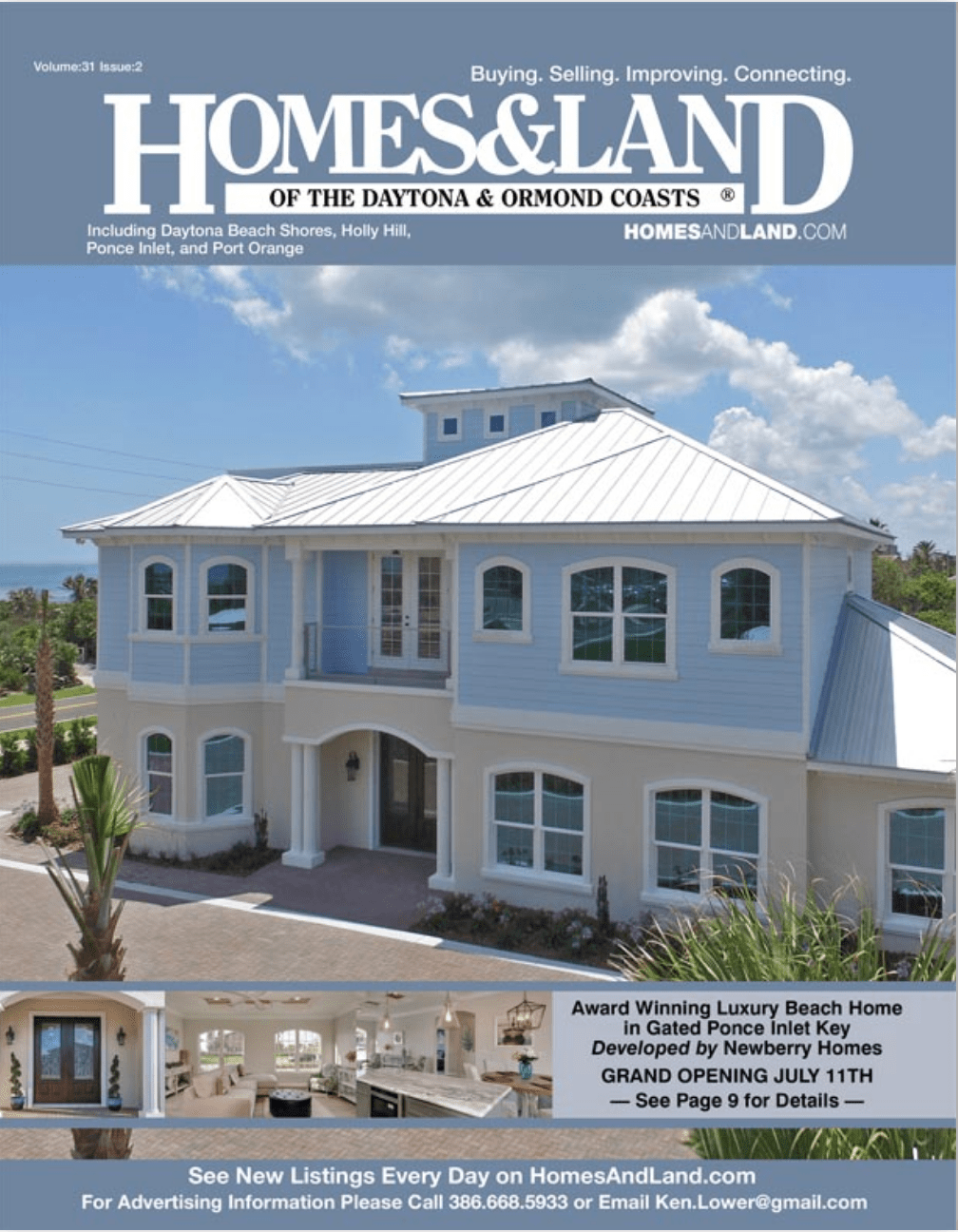 Homes and Land magazine cover featuring Ponce Inlet Key